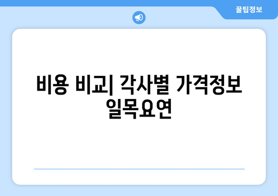 비용 비교| 각사별 가격정보 일목요연