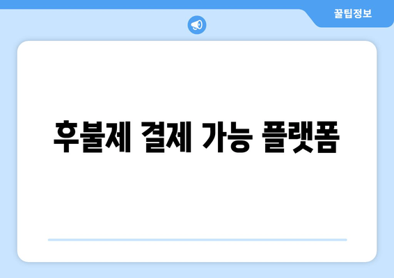 후불제 결제 가능 플랫폼