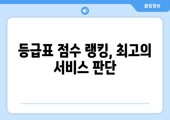 등급표 점수 랭킹, 최고의 서비스 판단