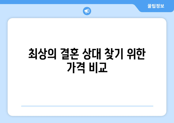 최상의 결혼 상대 찾기 위한 가격 비교