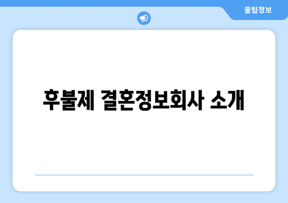 후불제 결혼정보회사 소개