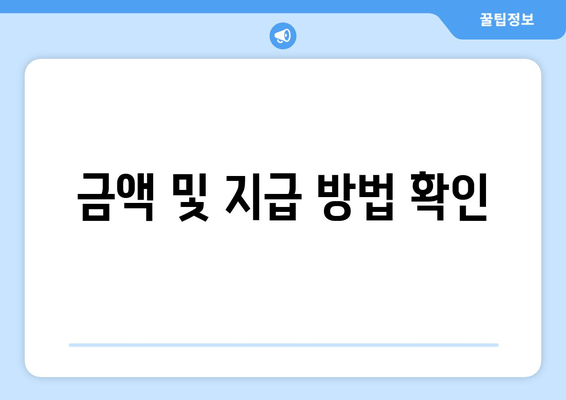 금액 및 지급 방법 확인