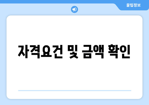 자격요건 및 금액 확인