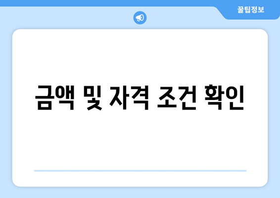 금액 및 자격 조건 확인