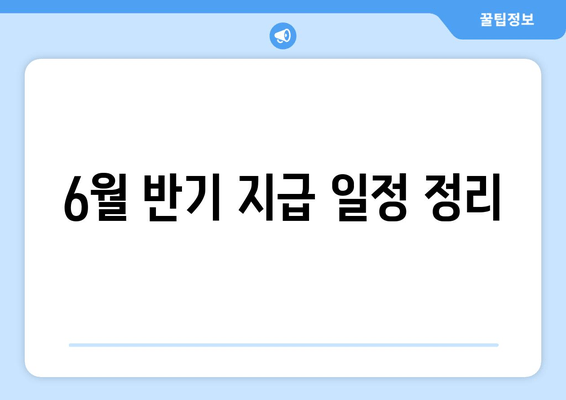 6월 반기 지급 일정 정리