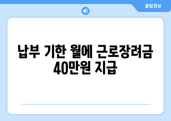 납부 기한 월에 근로장려금 40만원 지급