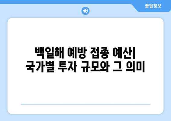 백일해 예방 접종| 국가별 예산 투자 현황 비교 분석 | 백일해, 예방 접종, 예산, 투자, 비교, 분석, 국가별