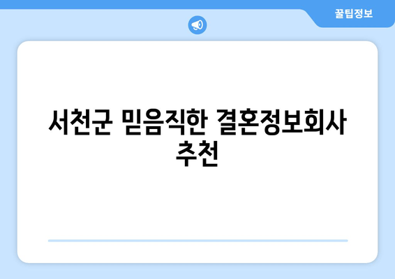 서천군 믿음직한 결혼정보회사 추천