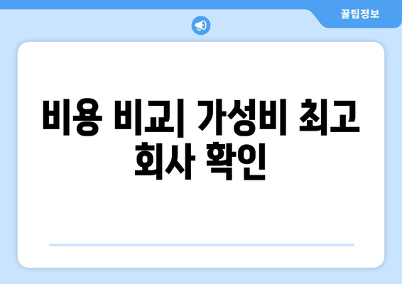 비용 비교| 가성비 최고 회사 확인