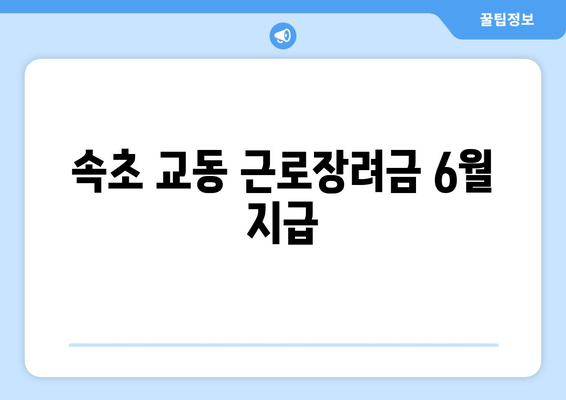 속초 교동 근로장려금 6월 지급