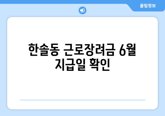 한솔동 근로장려금 6월 지급일 확인