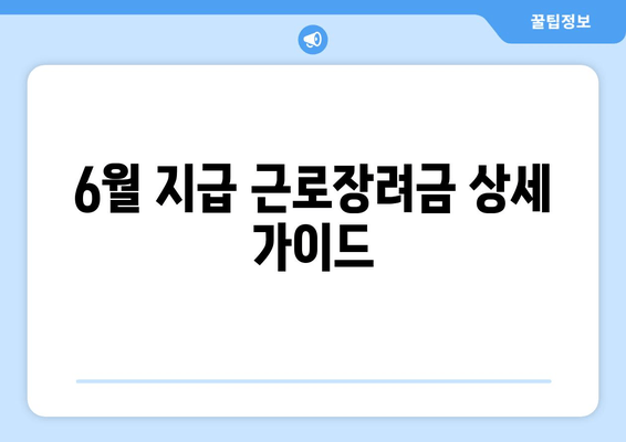 6월 지급 근로장려금 상세 가이드