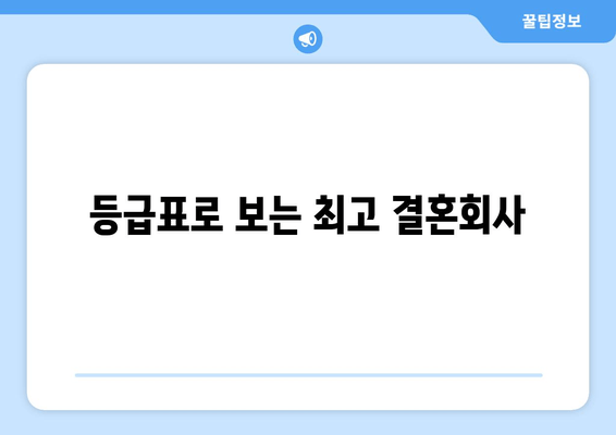 등급표로 보는 최고 결혼회사