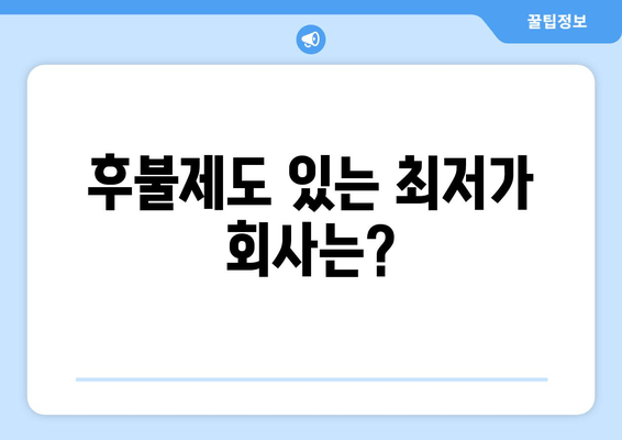 후불제도 있는 최저가 회사는?