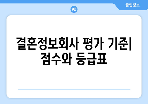 결혼정보회사 평가 기준| 점수와 등급표