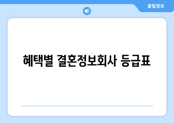 혜택별 결혼정보회사 등급표