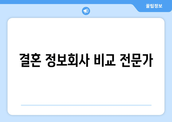 결혼 정보회사 비교 전문가가