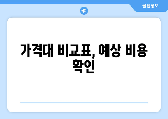 가격대 비교표, 예상 비용 확인