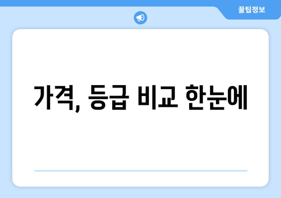 가격, 등급 비교 한눈에