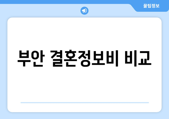 부안 결혼정보비 비교