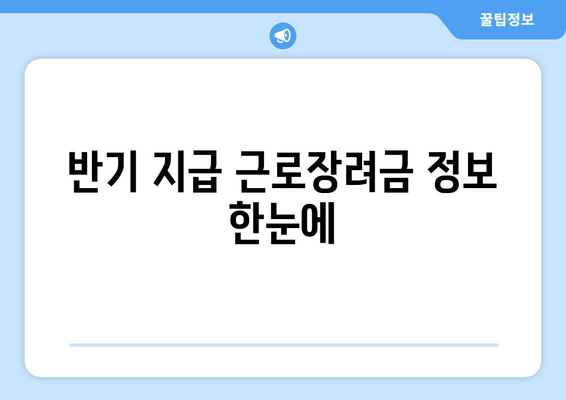 반기 지급 근로장려금 정보 한눈에