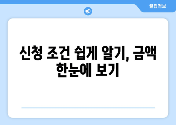 신청 조건 쉽게 알기, 금액 한눈에 보기