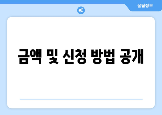 금액 및 신청 방법 공개