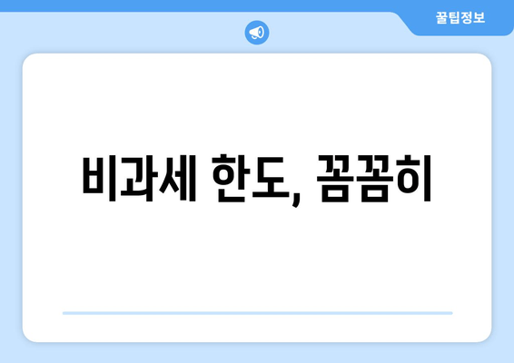 비과세 한도, 꼼꼼히