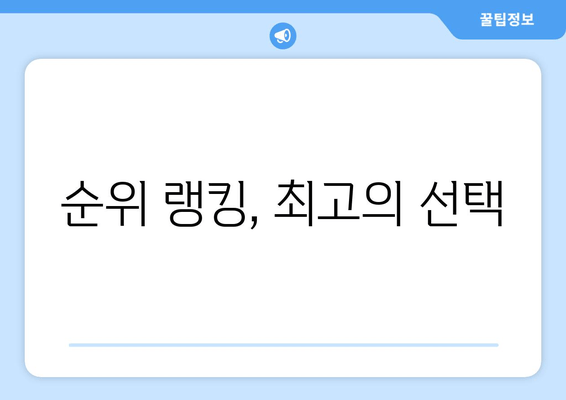 순위 랭킹, 최고의 선택