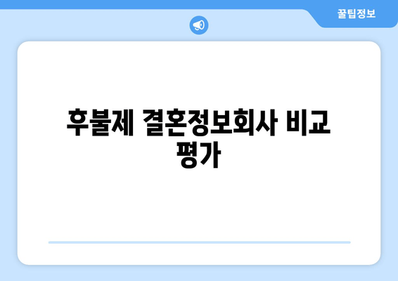 후불제 결혼정보회사 비교 평가