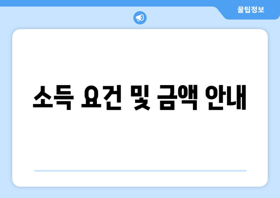 소득 요건 및 금액 안내