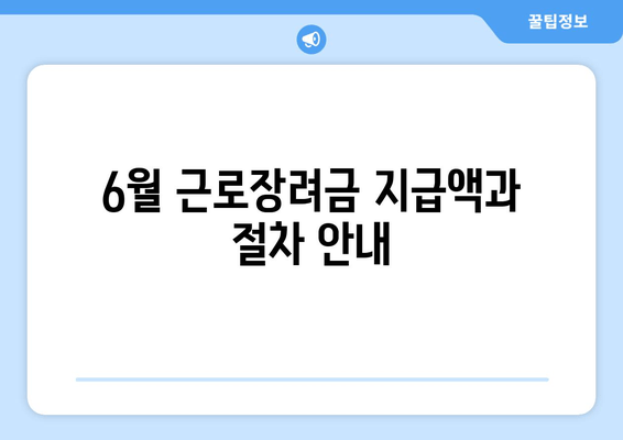 6월 근로장려금 지급액과 절차 안내