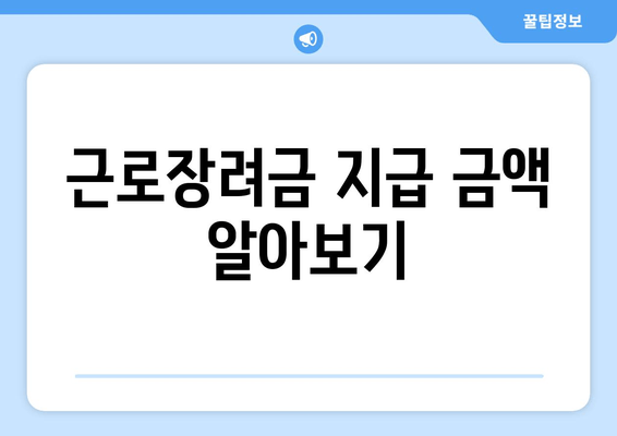 근로장려금 지급 금액 알아보기