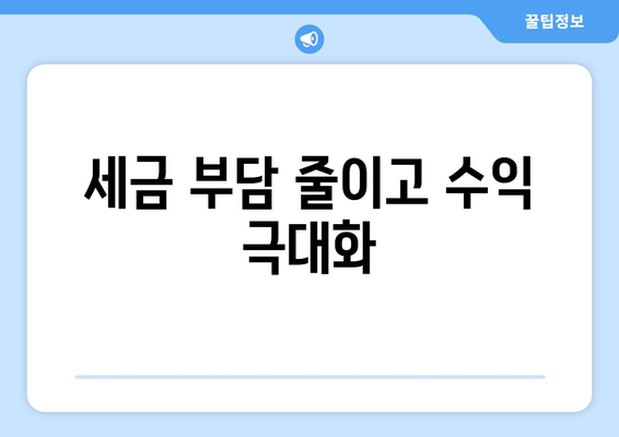 세금 부담 줄이고 수익 극대화