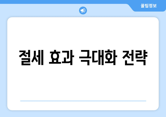 절세 효과 극대화 전략