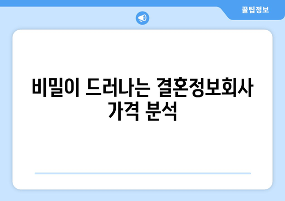 비밀이 드러나는 결혼정보회사 가격 분석