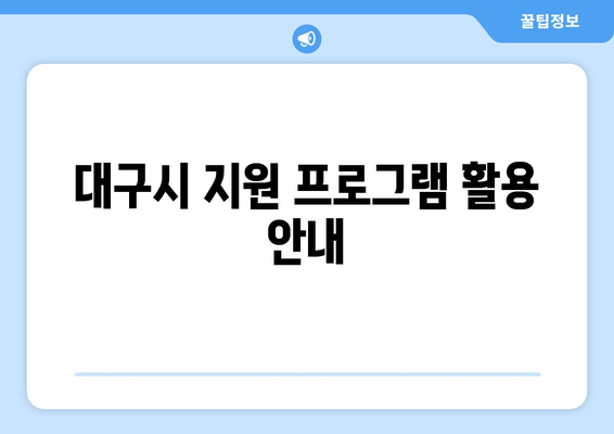 대구시 지원 프로그램 활용 안내