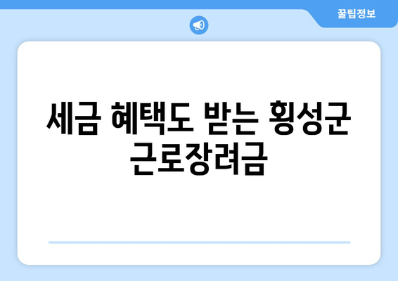 세금 혜택도 받는 횡성군 근로장려금