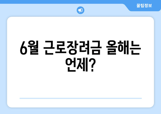 6월 근로장려금 올해는 언제?