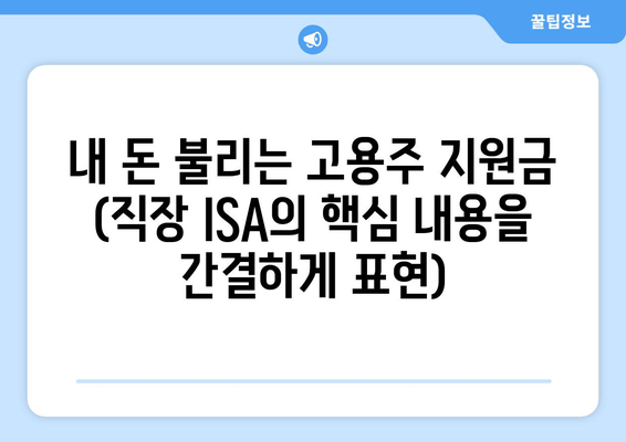 내 돈 불리는 고용주 지원금 (직장 ISA의 핵심 내용을 간결하게 표현)