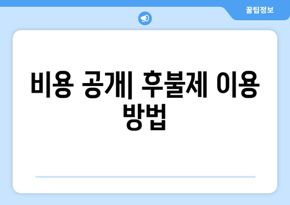 비용 공개| 후불제 이용 방법