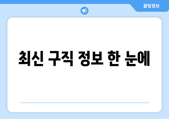 최신 구직 정보 한 눈에