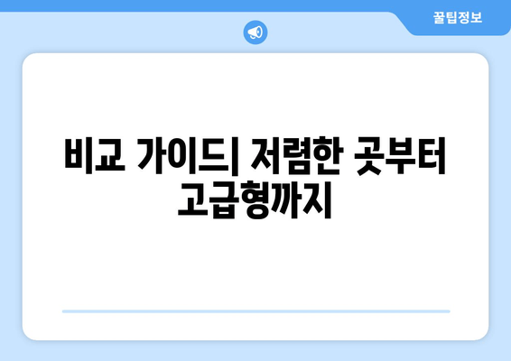 비교 가이드| 저렴한 곳부터 고급형까지