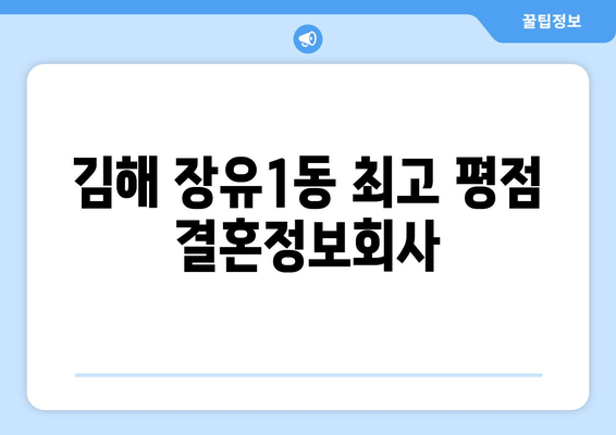 김해 장유1동 최고 평점 결혼정보회사