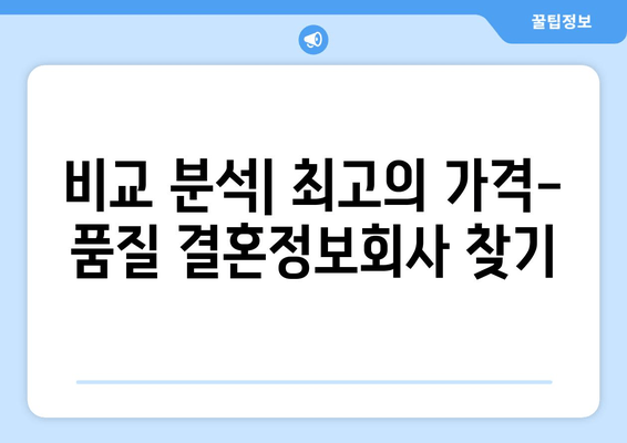 비교 분석| 최고의 가격-품질 결혼정보회사 찾기