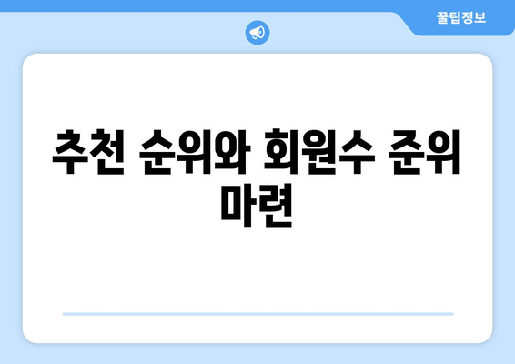 추천 순위와 회원수 준위 마련