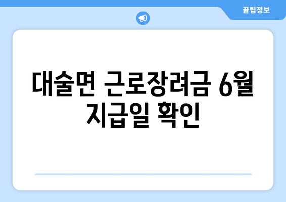 대술면 근로장려금 6월 지급일 확인