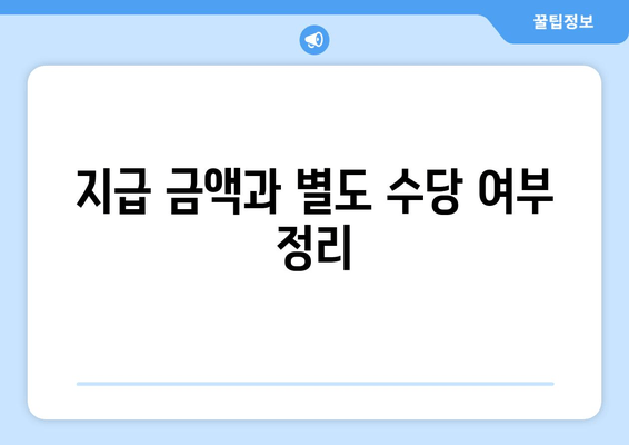 지급 금액과 별도 수당 여부 정리