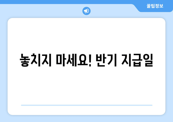 놓치지 마세요! 반기 지급일