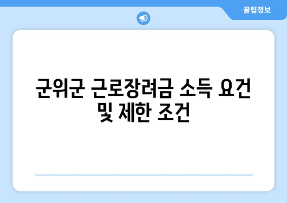 군위군 근로장려금 소득 요건 및 제한 조건